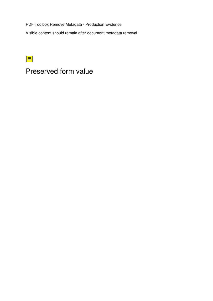 Production Remove Metadata output showing preserved visible page content